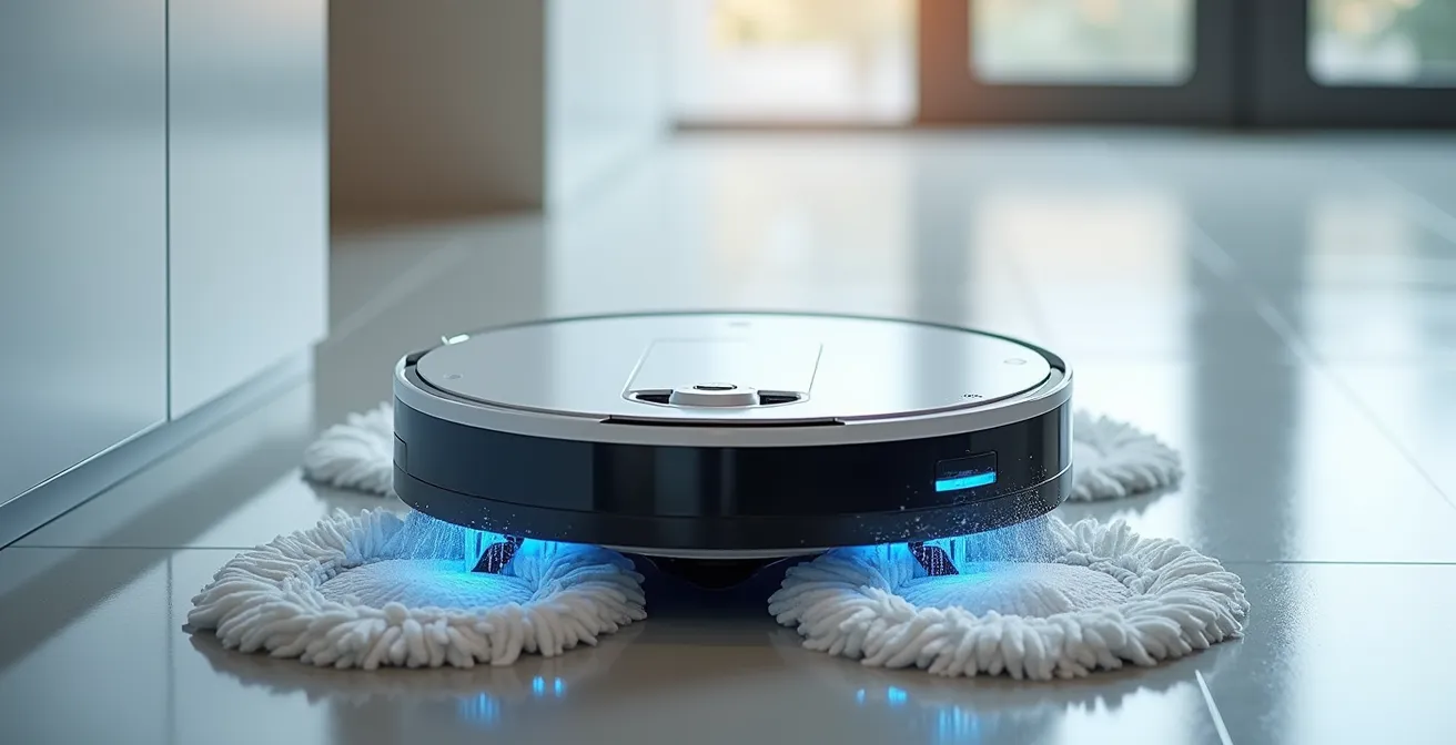 Station de base multi-fonction avec détails des murs de nettoyage des serpillères